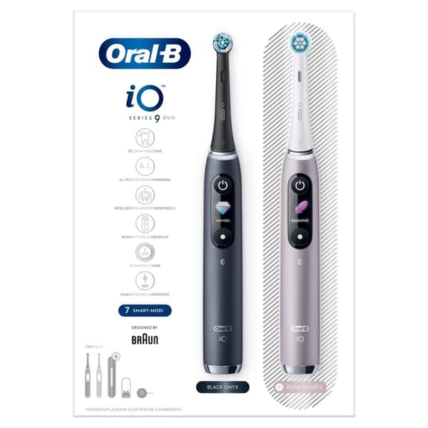 Oral-B iO 9 Series Duo elektriske tannbørster - svart og rosa