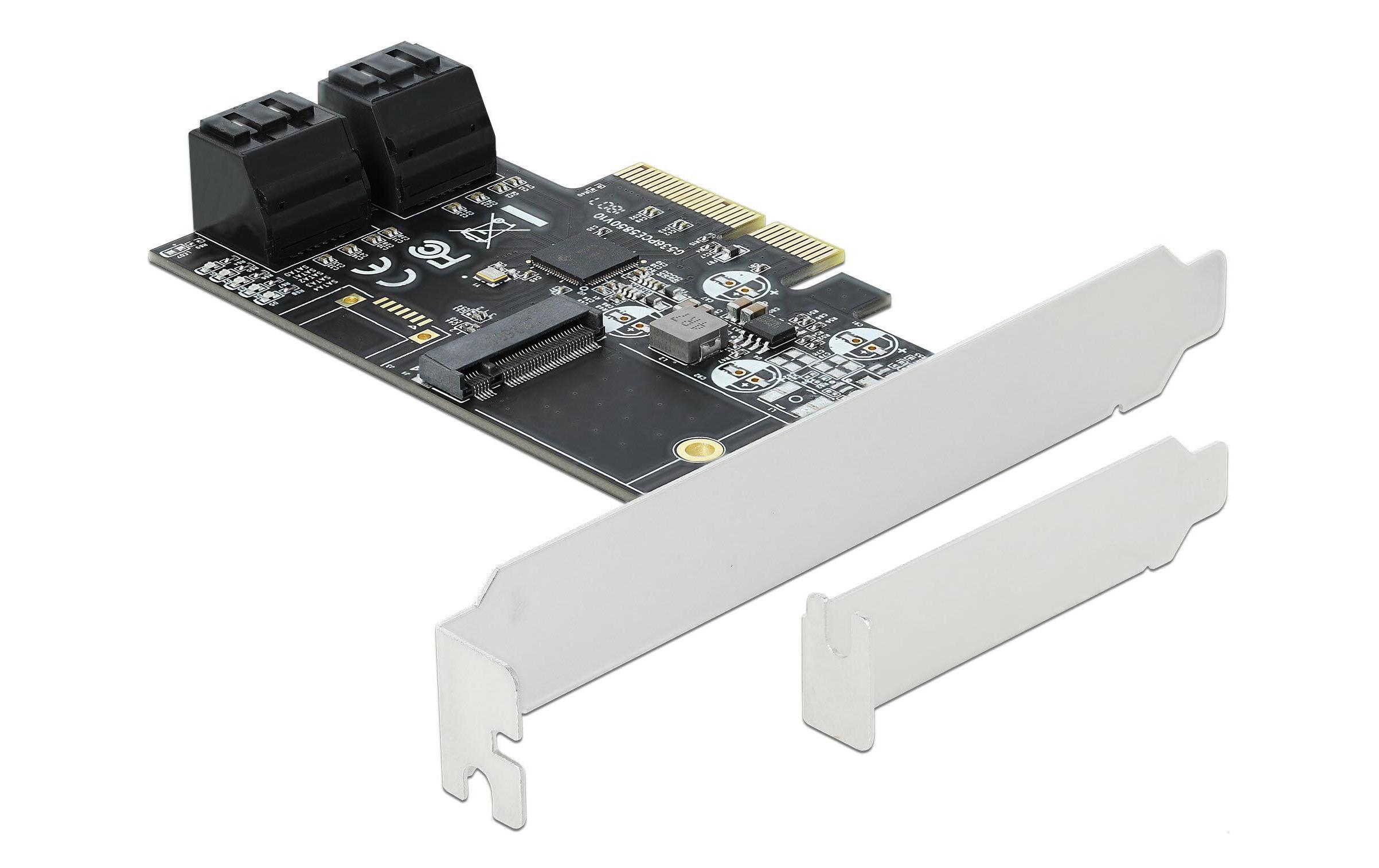SATA-Controller 4Port SATA & 1Port M.2 SATA PCI-Express-x4Delock 4 Port SATA und 1 Slot M.2 Key B (Format 2242 und 2230) PCI Express x4 Karte