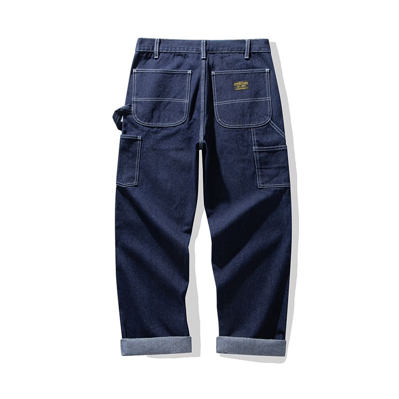 OKONKWO - Cargojeans met rechte pijpen en middelhoge taille