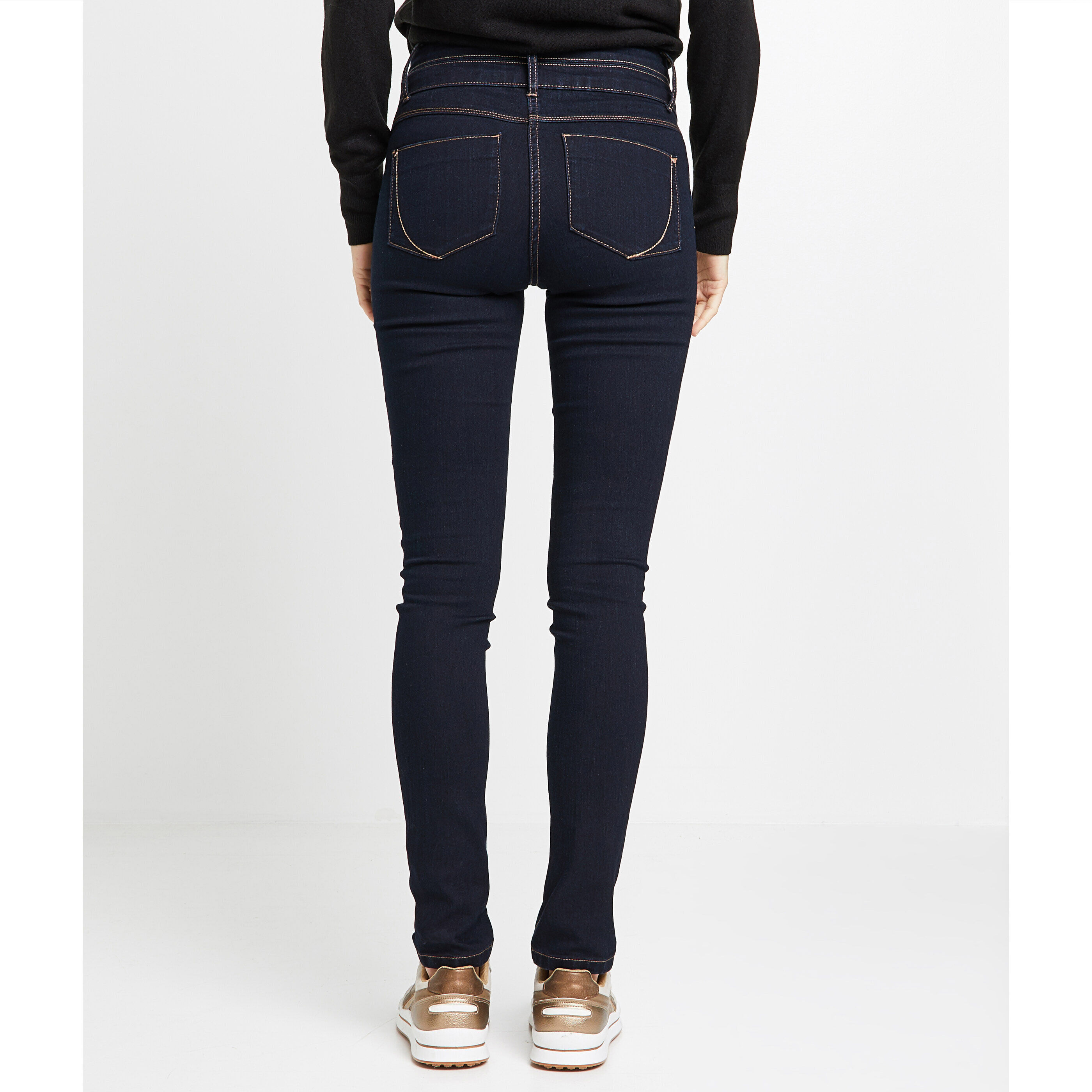 Jean slim taille haute MILAN femme - BLUE BLACK