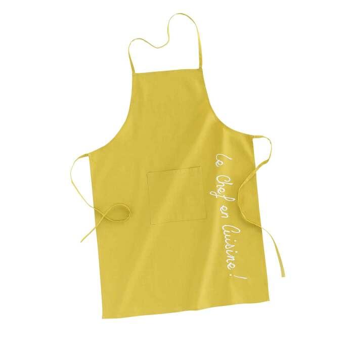 TABLIER ET POCHE 60X84 CM COTON CUISTOT JAUNE
