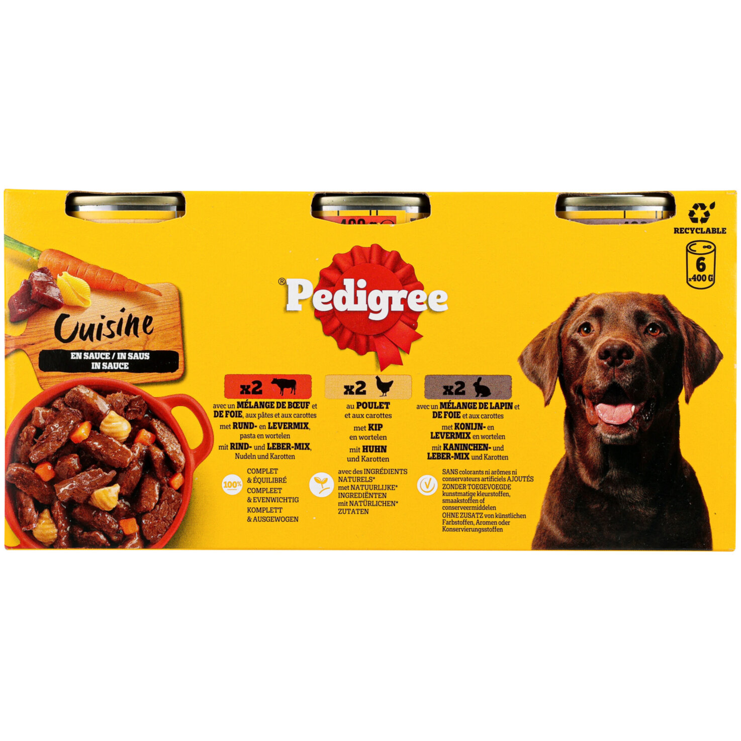Pedigree Saftiges Hundefutter in Sauce assortiert 6x400g