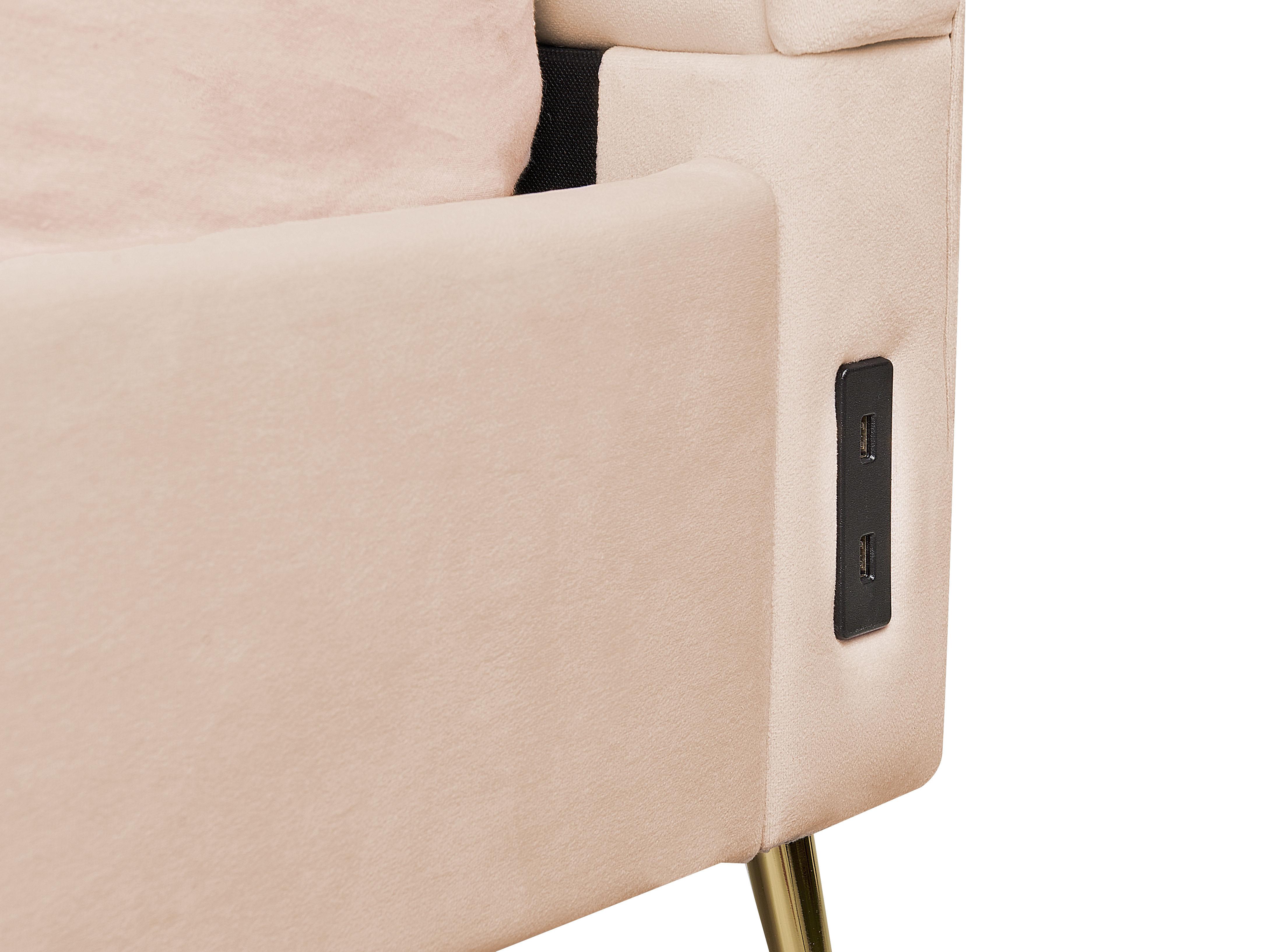 Bed Fluweel MIRIBEL 160 x 200 cm Beige