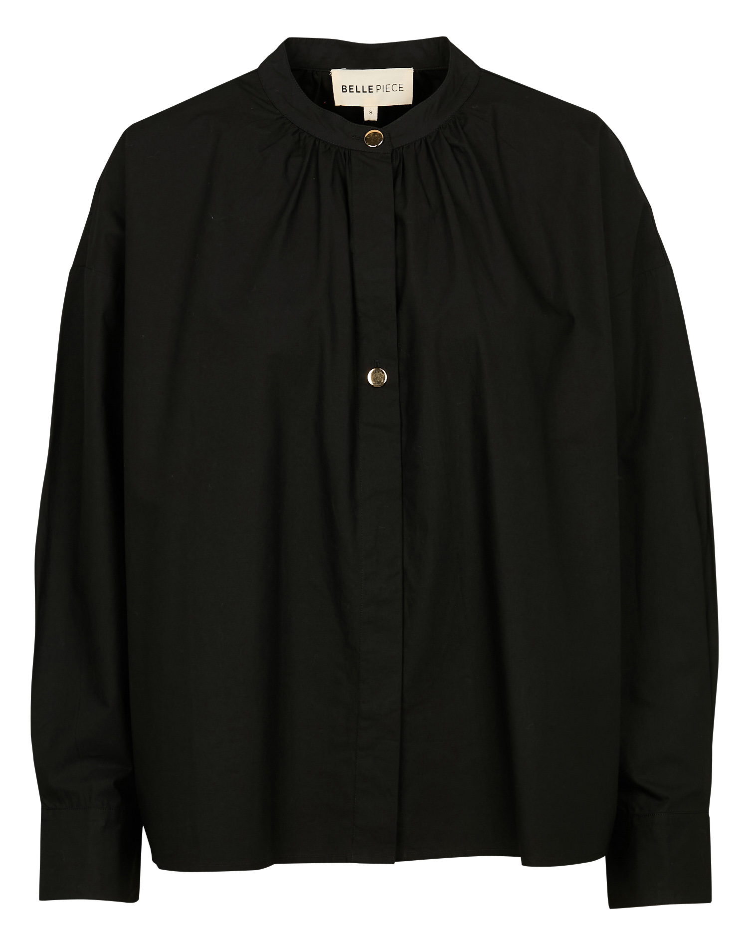 ALFRED - Chemise ample col rond en coton | Noir