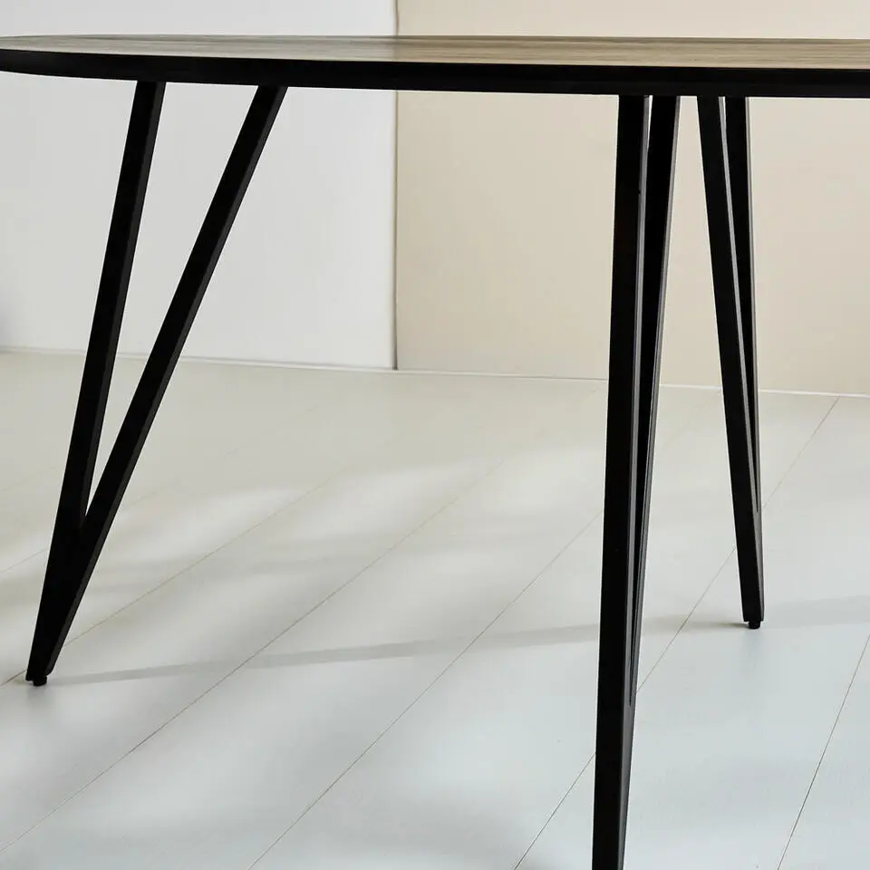 Zwart ovale eettafel Cesar 230x100 cm - Mangohout - Zwart