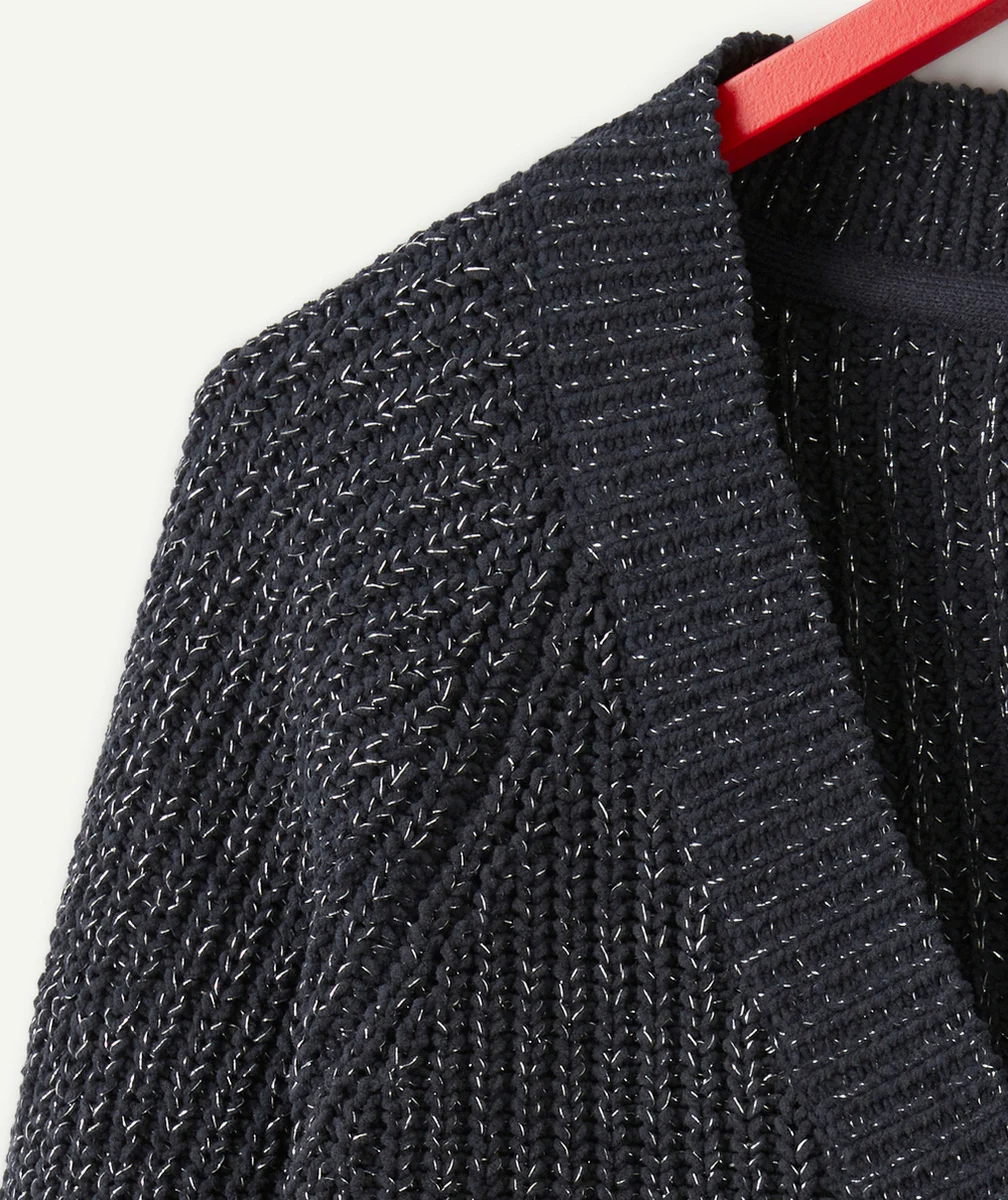 CARDIGAN EN TRICOT FILLE AVEC DÉTAILS COULEUR ARGENTÉE