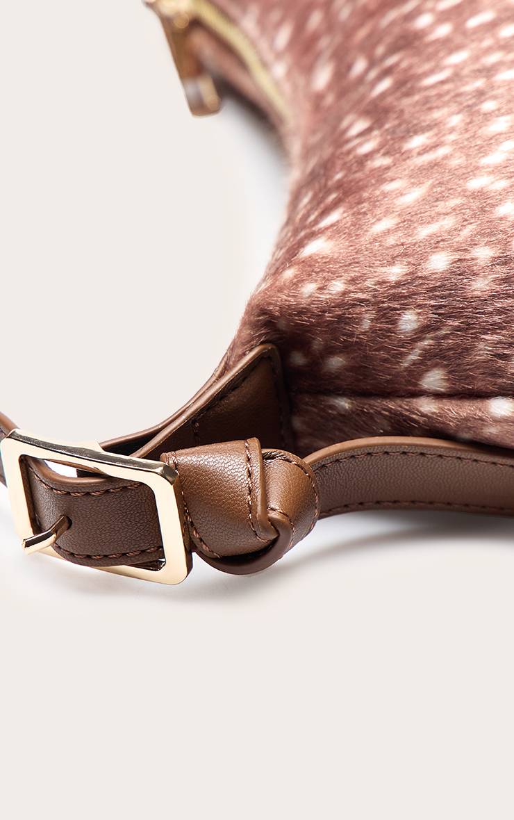 Marron Sac À Bandoulière En Poney Imprimé Cerf