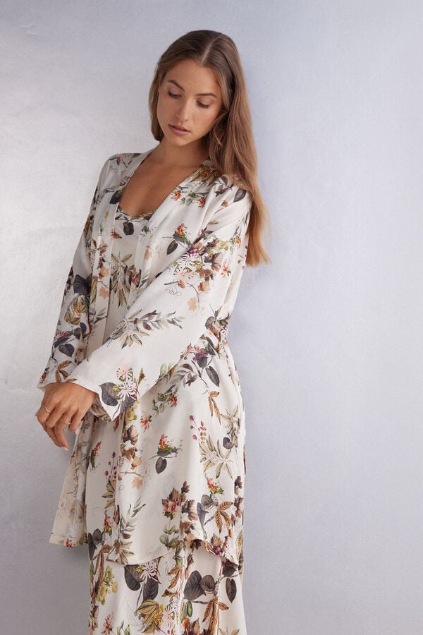 Kimono de cetim viscose Autumn Botanics