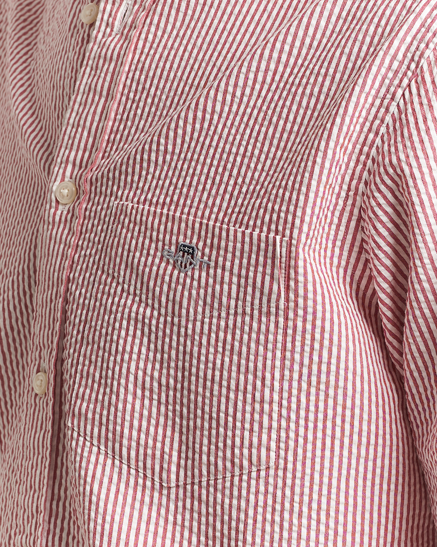 GANT Regular Fit Striped Seersucker Shirt Ruby Red