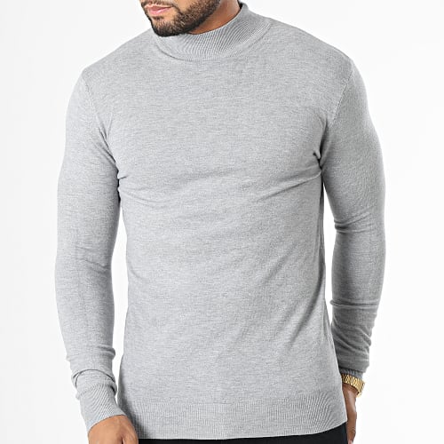 Pull Col Cheminée LD-690017 Gris Chiné