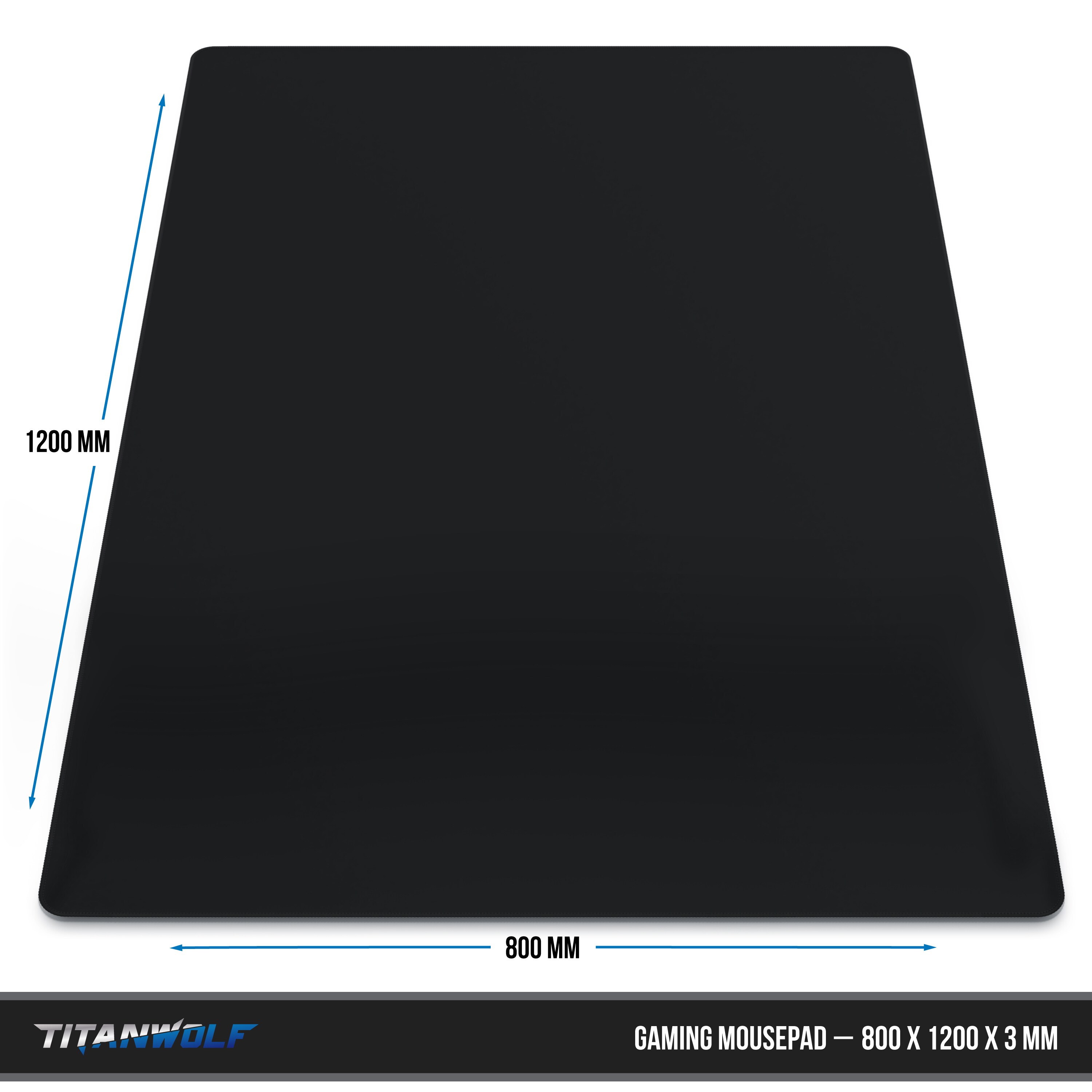Titanwolf - XXXL Übergröße Mauspad 1200 x 800 mm - XXXL Großformat - Schreibtischunterlage - gummierte Rückseite - rutschfest und abwaschbar - Gaming