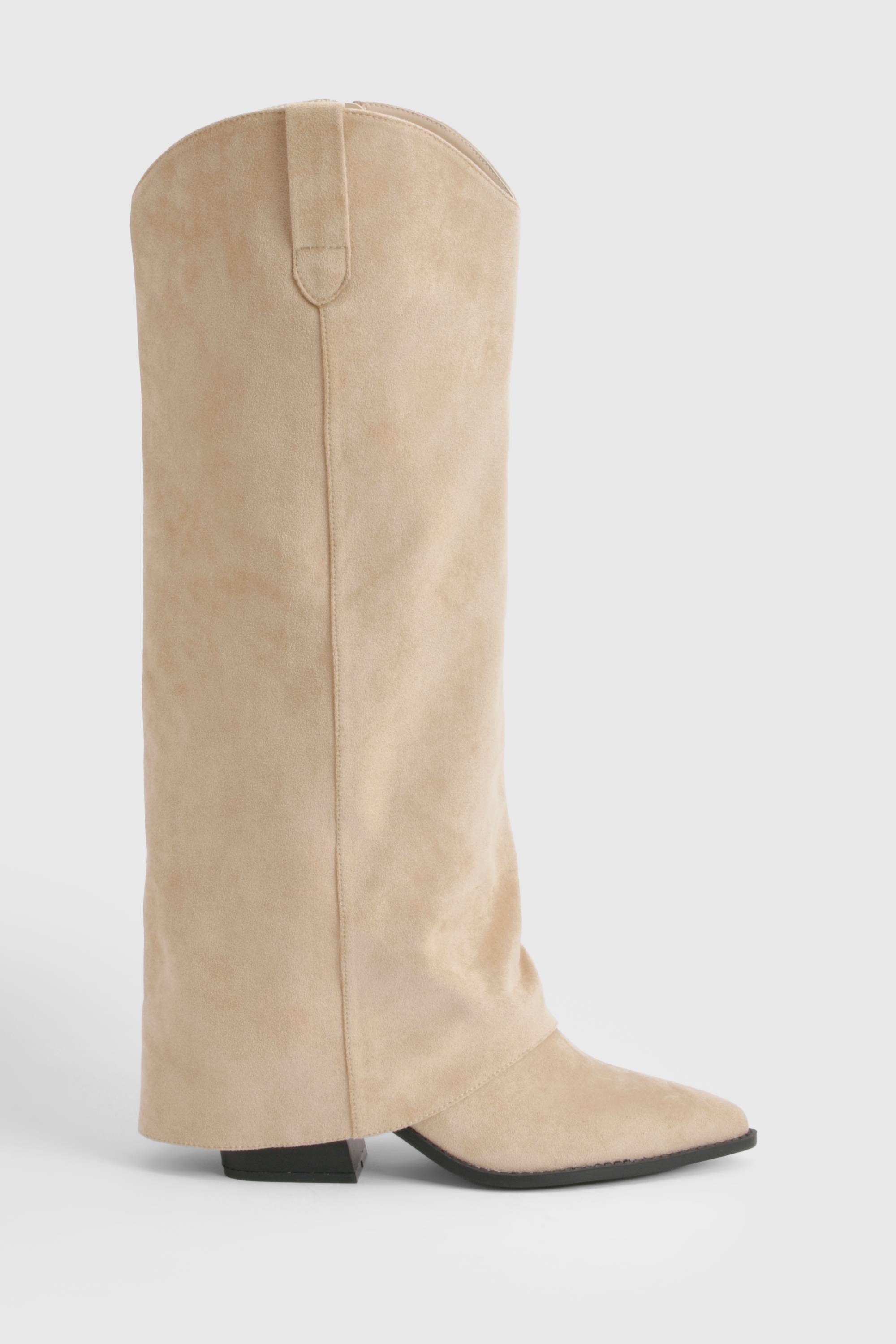boohoo Bottes Western à Revers Coupe Large