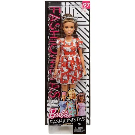 Barbie Fashionista Puppe mit Kätzchenprint-Kleid