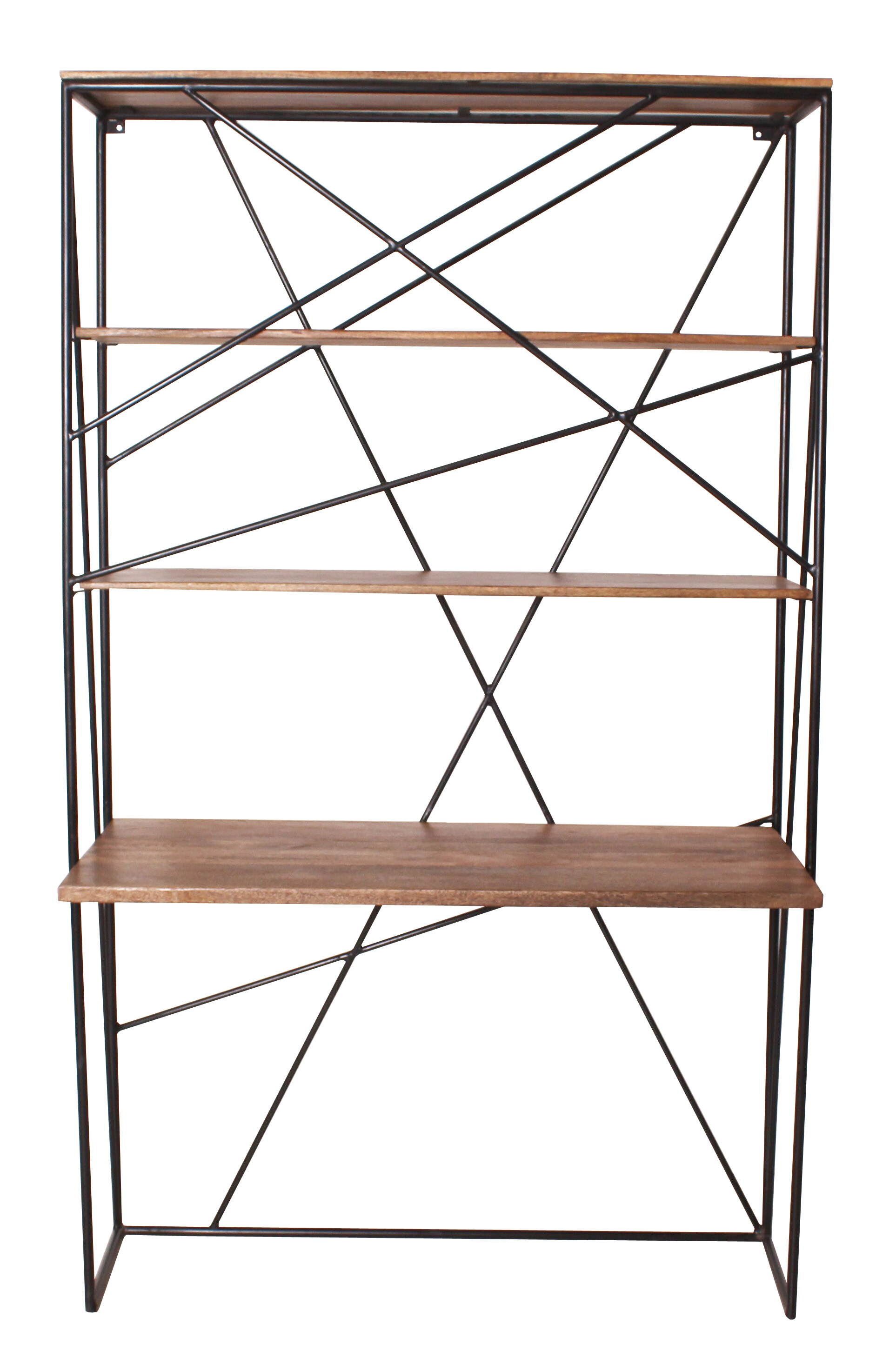 Sekretär Schreibtisch Mangoholz Metall Holz Regal Standregal Kommode Wandregal