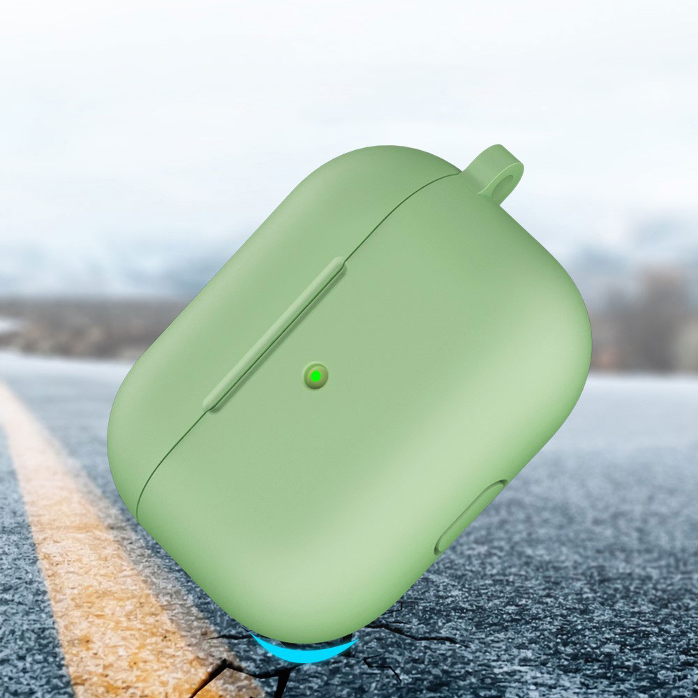 AirPods (3. Generation) Silikon Schutzhülle Abdeckung mit Karabinerhaken - Hellgrün
