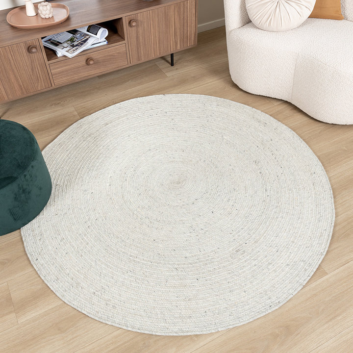 Rond wollen vloerkleed - Wise Grijs/Gemeleerd | Warm