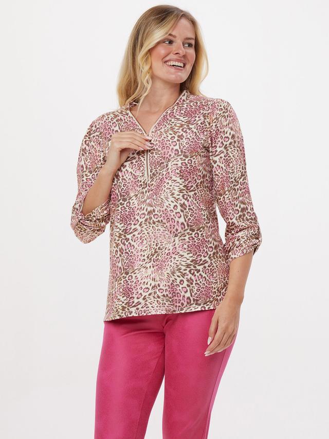 Blusenshirt mit Zipper Pink Leo