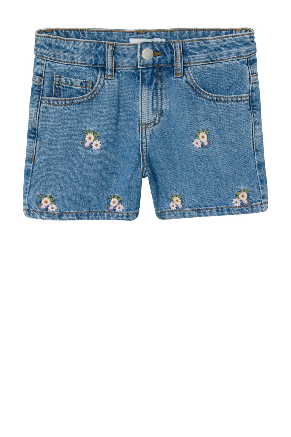 NAME IT gebloemde regular fit denim short NKFBELLA medium blue denim