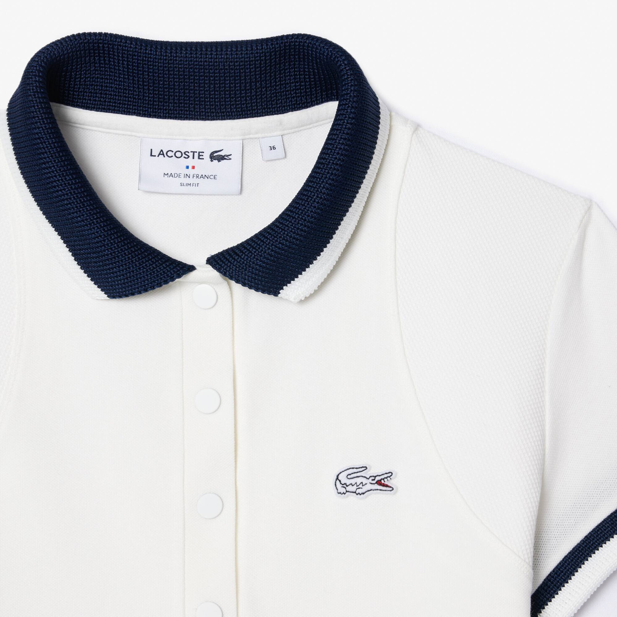 Poloshirt aus Piqué mit Streifen, in Frankreich hergestellt Kurze Ärmel - Weiss - Lacoste - Damen