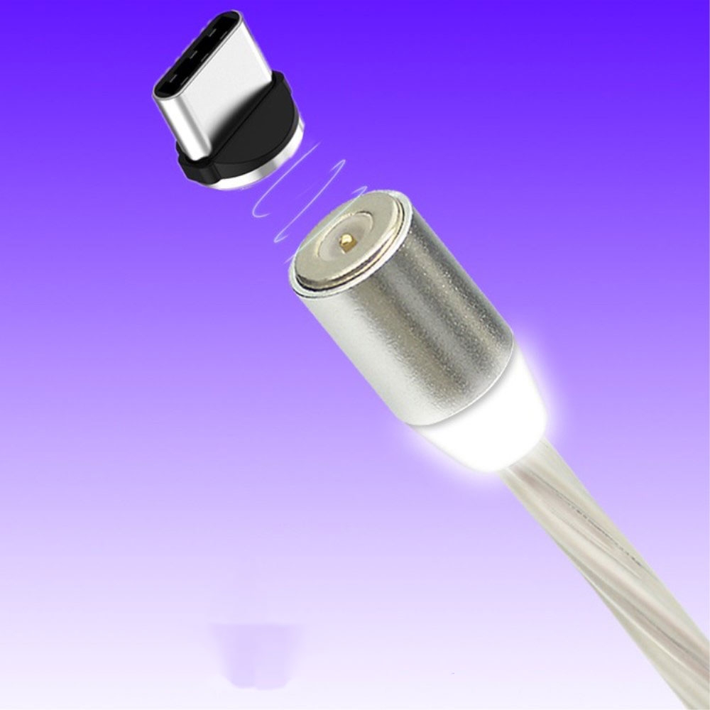 Magnetisches (1m / 2A) USB C Ladekabel LED Leuchtendes Datenkabel - Bunt / Transparent