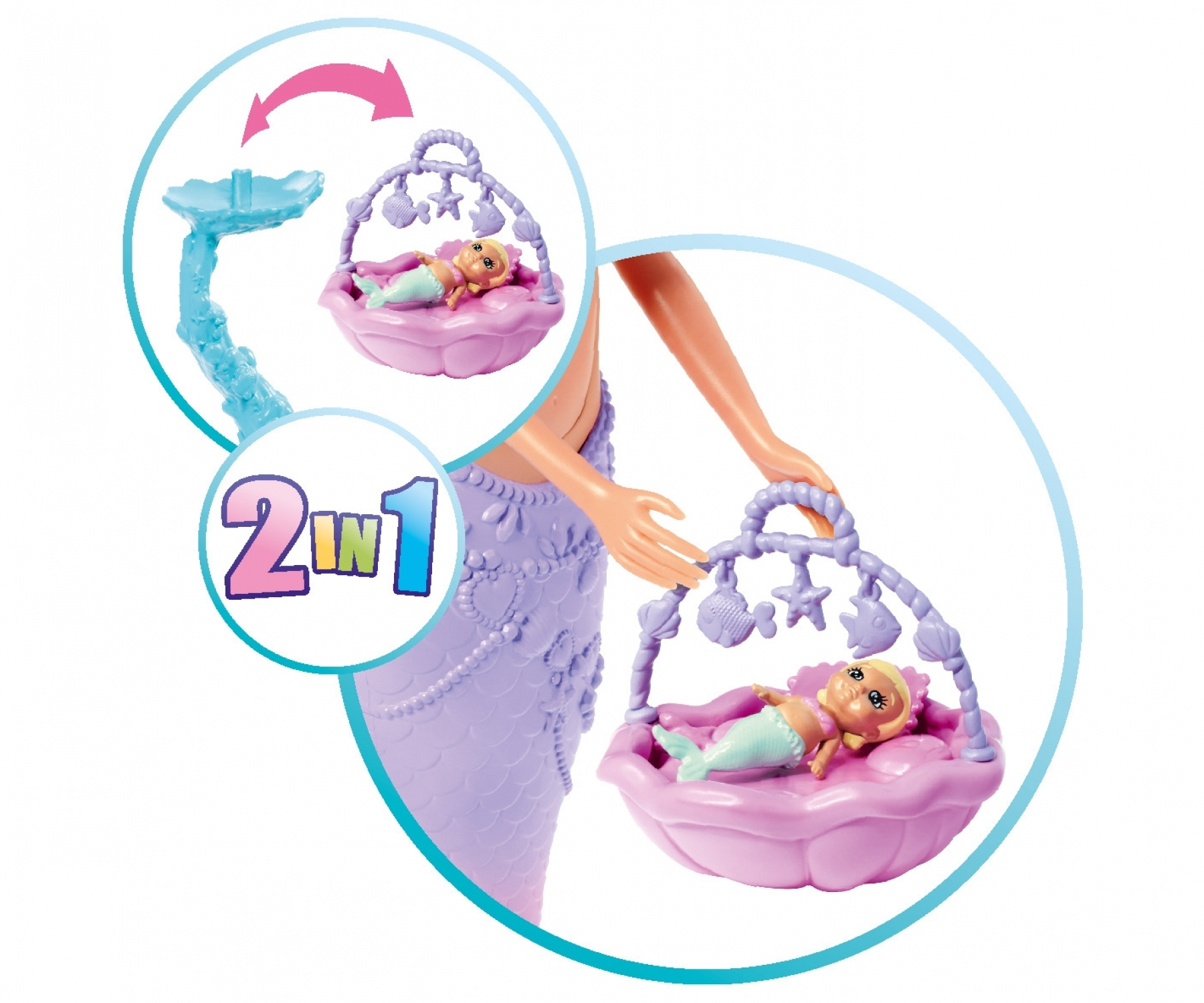 (4-tlg. Set) Kinder Spiel Puppe Schwangere Meerjungfrau Püppchen Spielzeug Meerjungmann inkl. Baby (105733524) - Mermaid Family