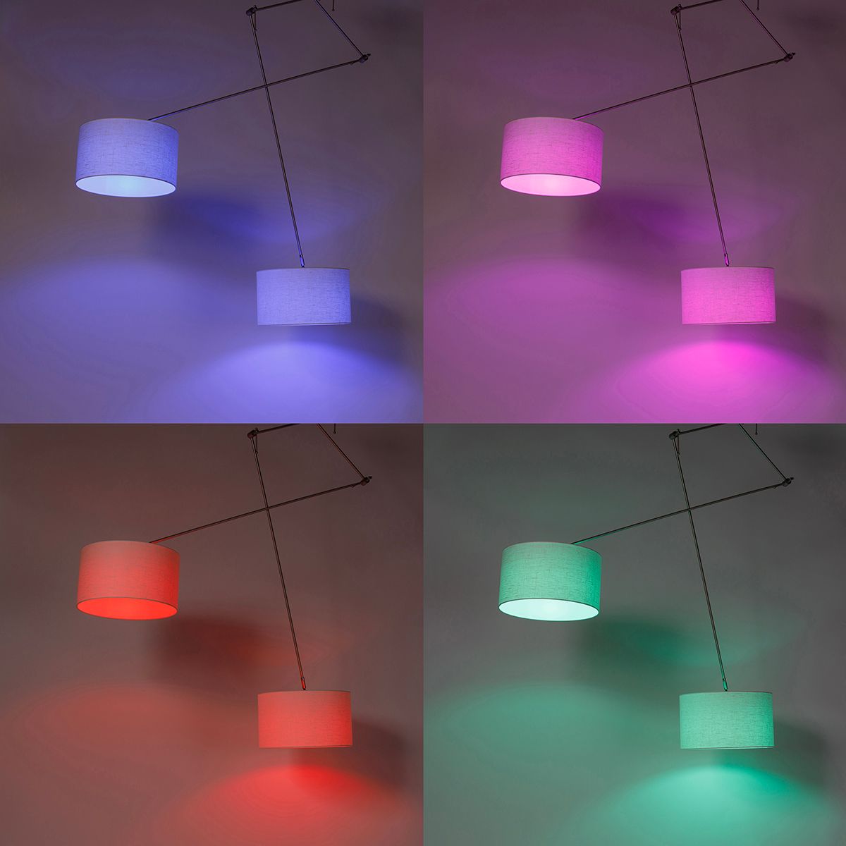 Smart hanglamp staal met kap 35 cm wit incl. 2 Wifi A60 - Blitz