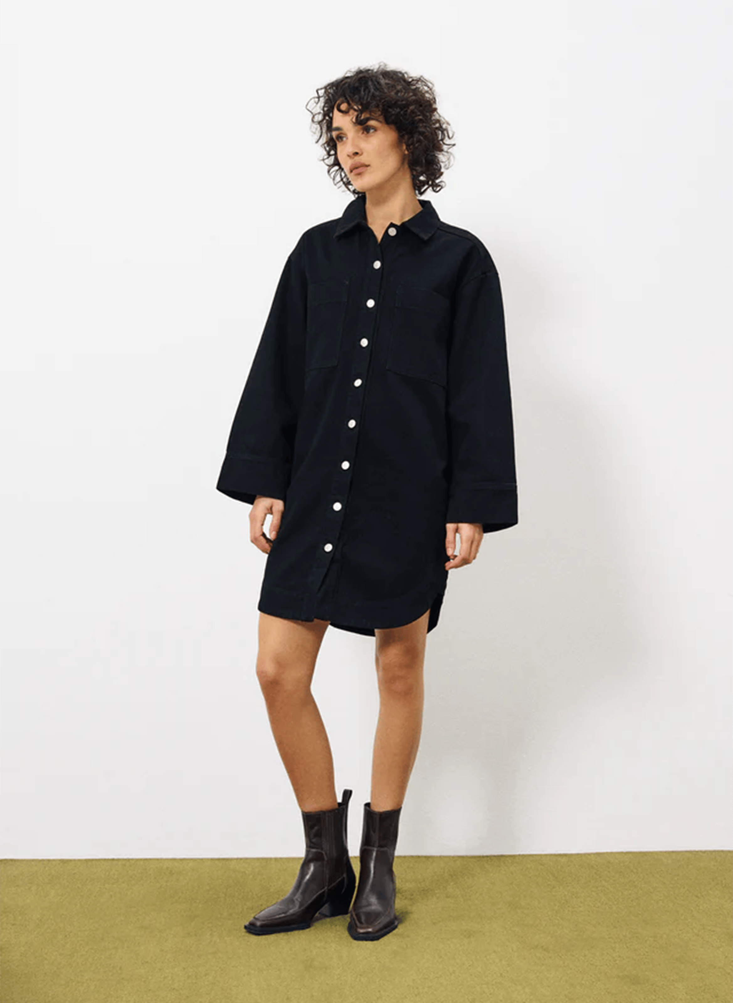 DOMITILLE - Robe chemise courte en coton| Gris