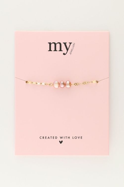 Armband met drie paarse parels