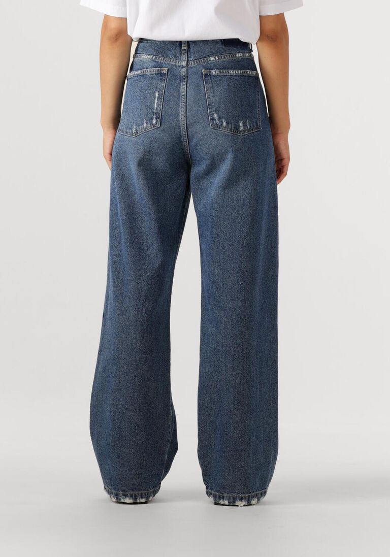 blauwe olaf hussein wijde broek monogram denim pant