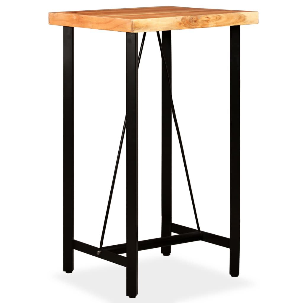 vidaXL 3-delige barset, massief acaciahout, leer en canvas