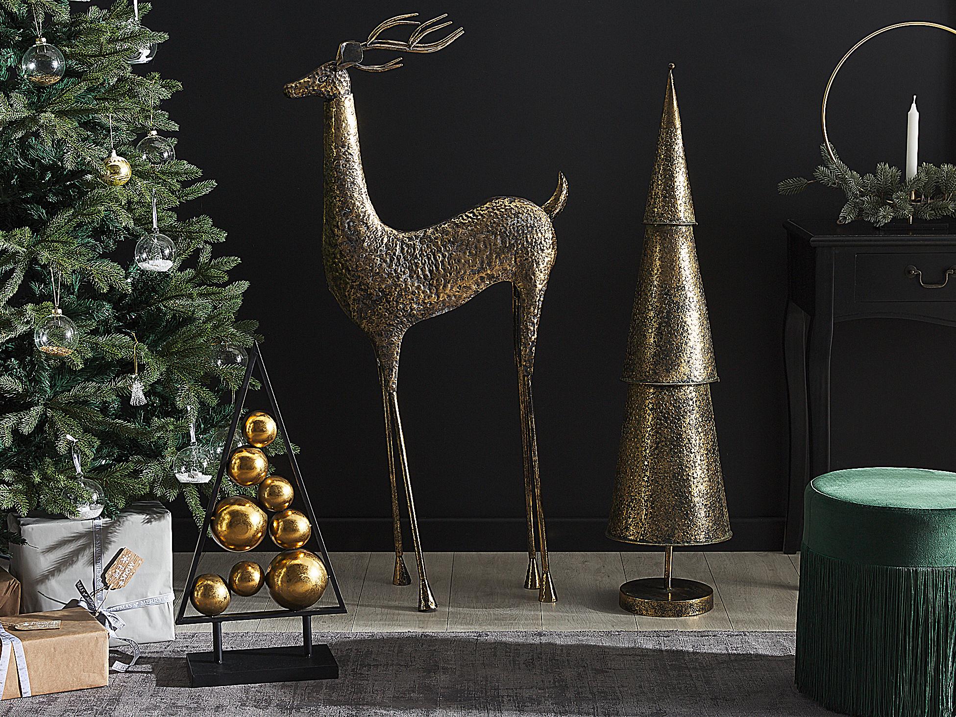 Vloer kerstversiering PELLO Rendier 126 cm Goud