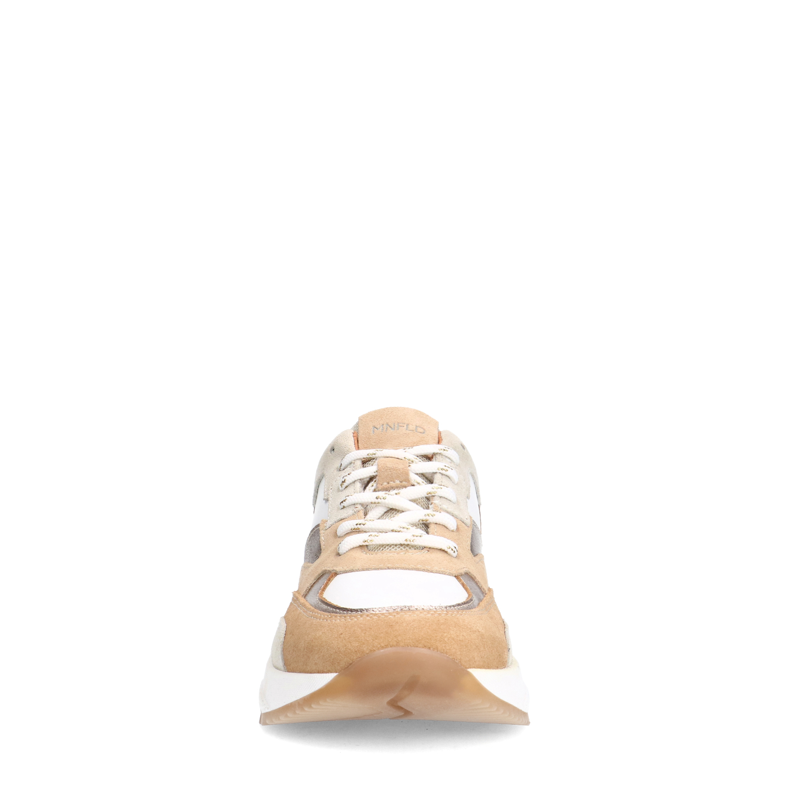 Beige leren sneakers met witte details