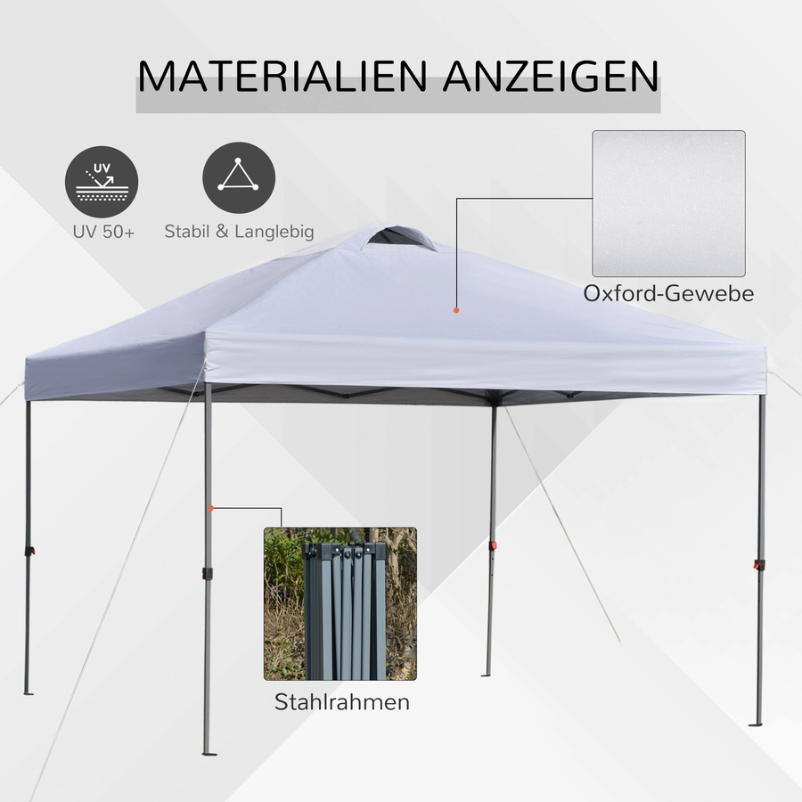 Outsunny Pop-Up-Pavillon zusammenfaltbar weiß