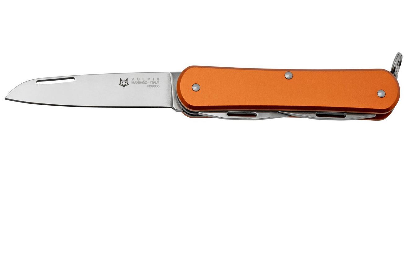 FOX Vulpis 3-Tools FX-VP130-3OR, N690Co, Aluminium Orange, Zwitsers zakmes