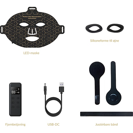 Essential LED infrarød maske til ansigtsbehandling - sort