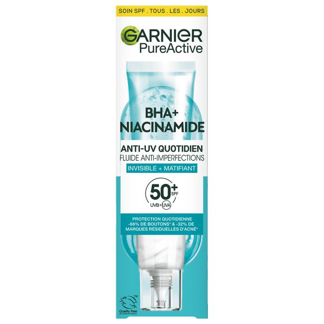 Garnier PureActive BHA + Niacinamide Daily fluid met SPF 50 40ML