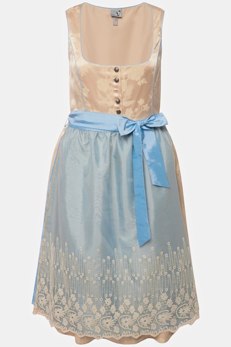 Dirndl, Goldbrokat, Stickerei, Carree-Ausschnitt, ärmellos