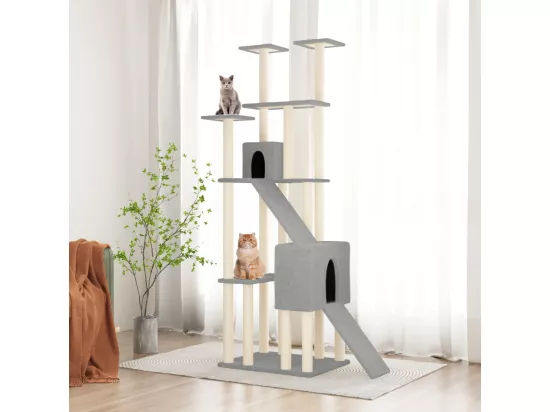 Arbre à chat avec griffoirs en sisal Gris clair 190 cm
