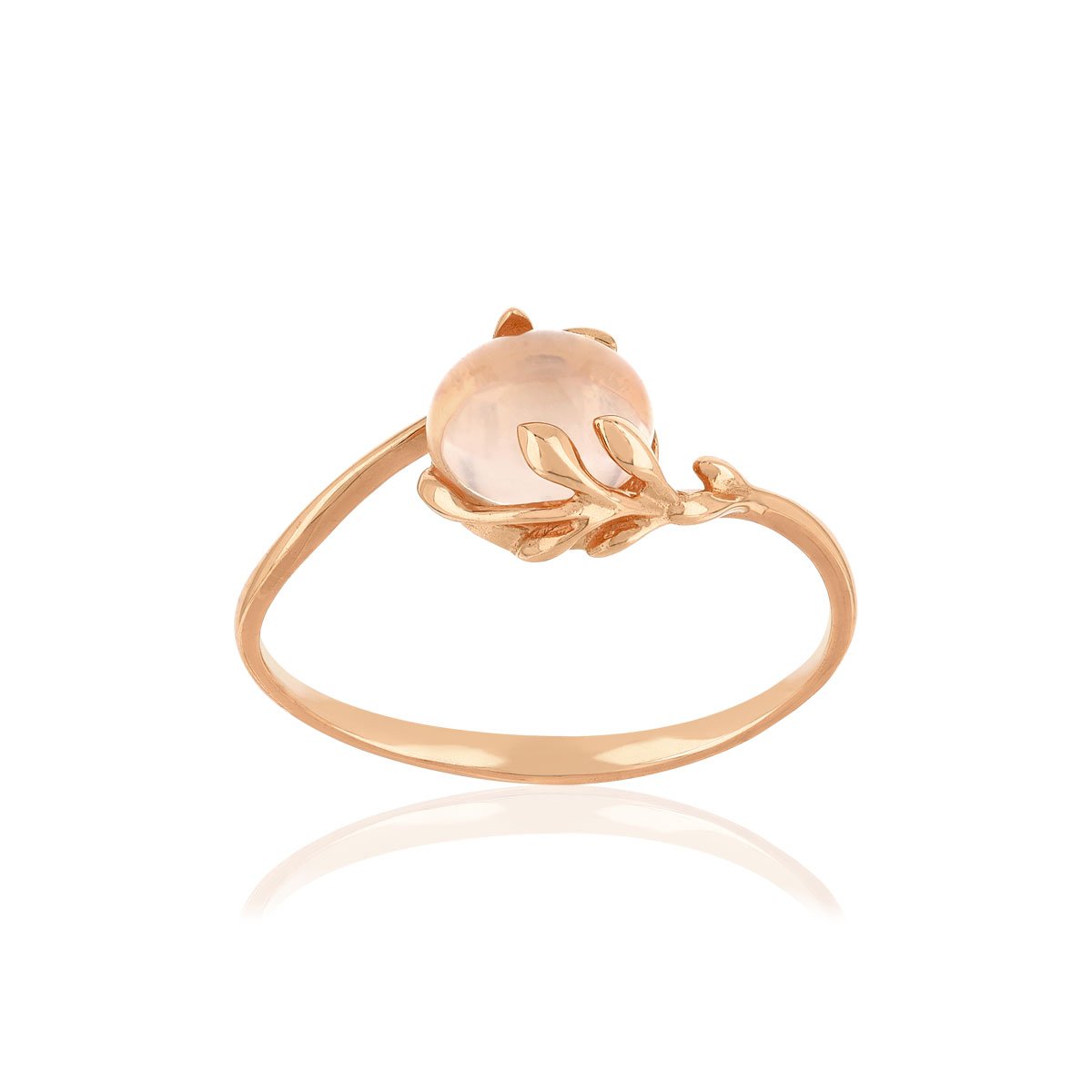 Bague or 375 rose quartz