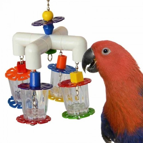 Brinquedo de forrageamento 4 em 1 para papagaios, várias cores