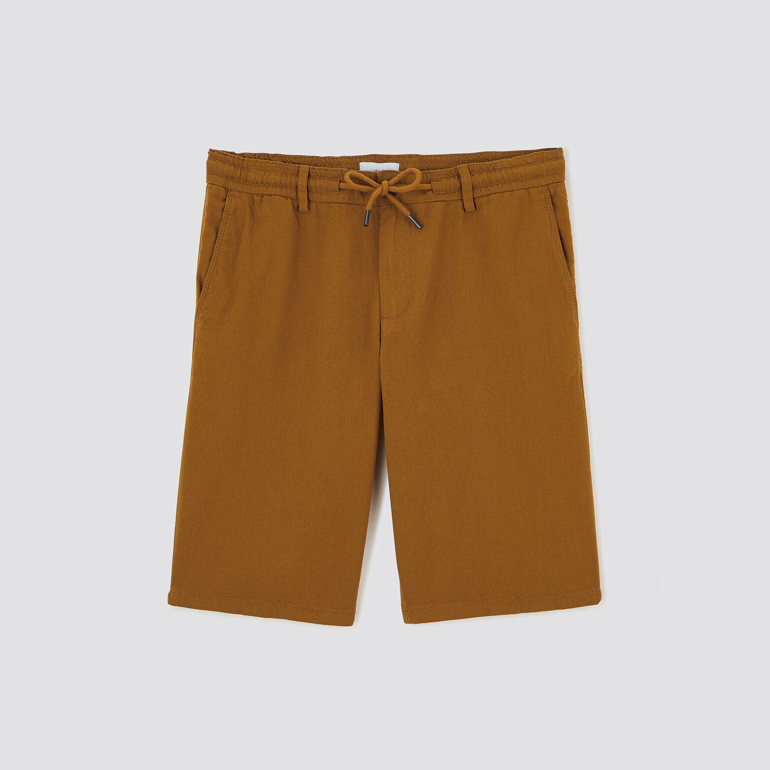 Bermuda uni en coton lin Jaune foncé