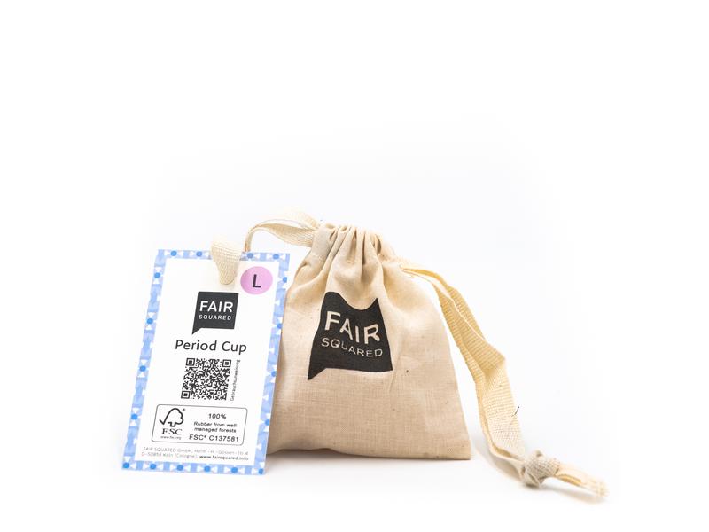 Fair Squared Menstruationstasse Grösse L 1 Stück Plastikfreier Menstruationscup aus fair gehandeltem Naturkautschuk