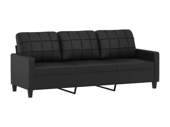 Ensemble de canapés 3 pcs avec coussins noir similicuir