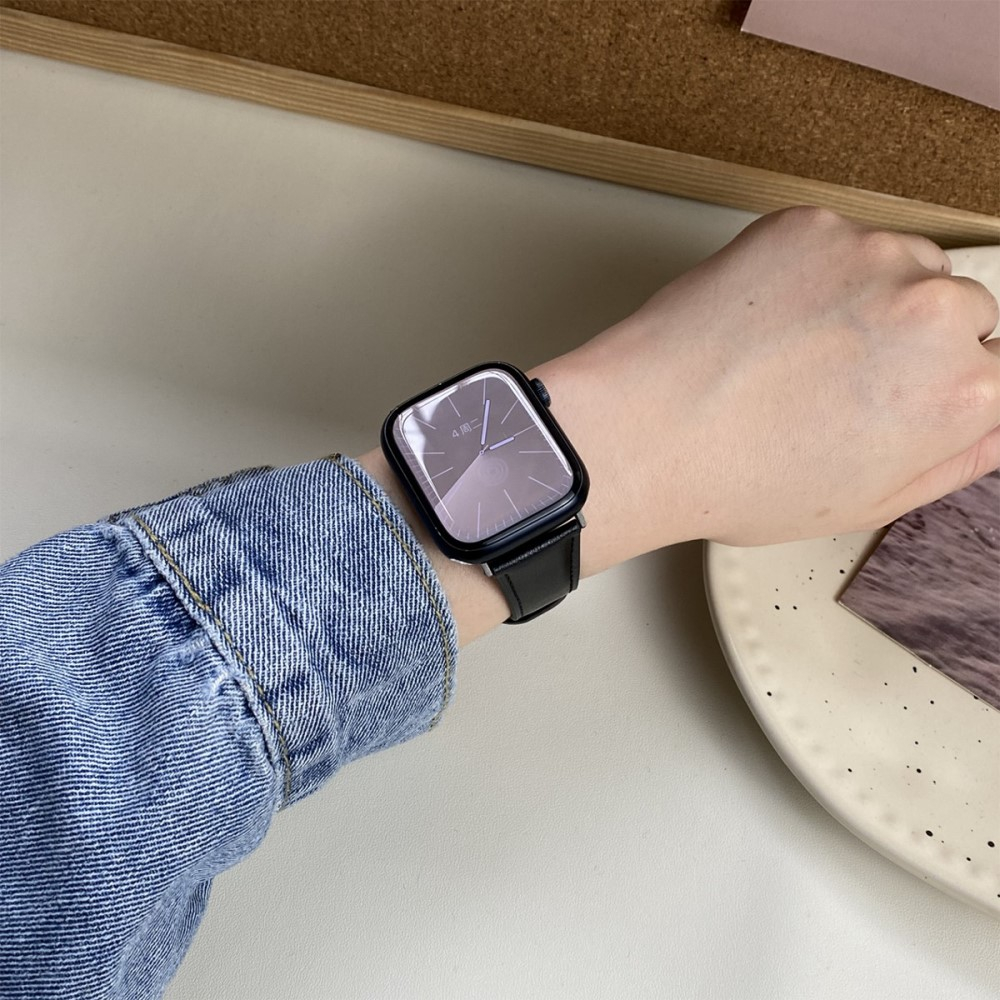 Apple Watch (49/46/45/44 mm) Echtleder Armband mit Magnet-Verschluss (Gelenkumfang: 170-220mm) - Schwarz / Braun