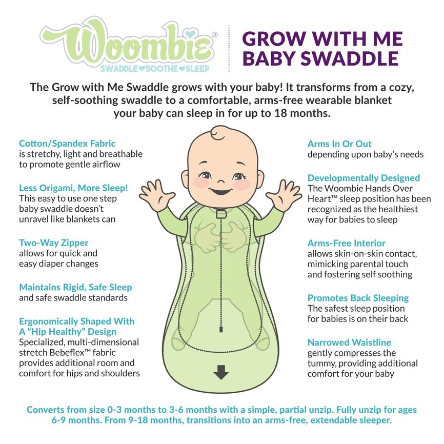 Woombie babysvøp Grow With Me 0-18 mnd
