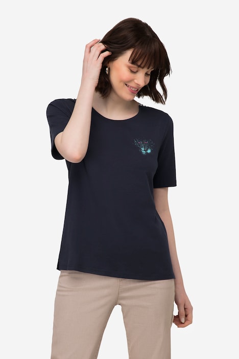T-Shirt, U-Boot-Ausschnitt mit seitlichen Einsätzen, Halbarm