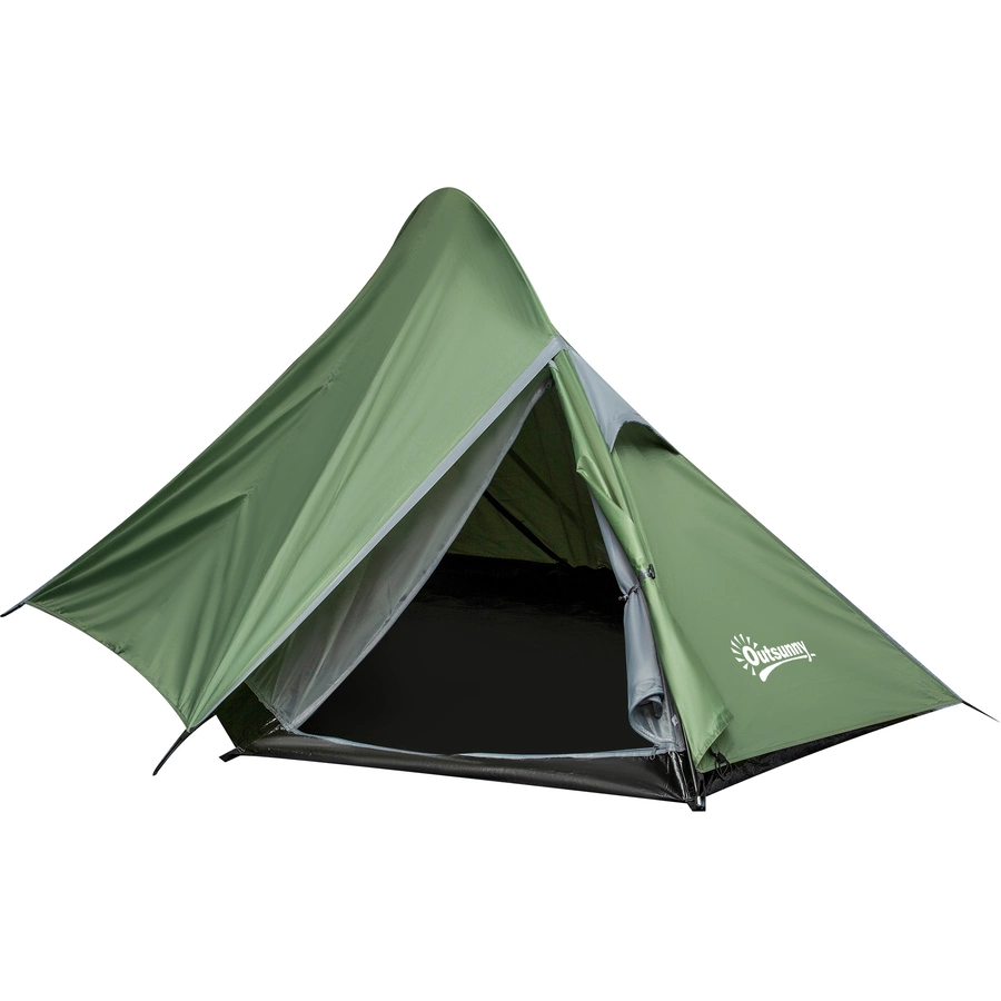 Outsunny Campingzelt für 2 Personen dunkelgrün, schwarz, weiß