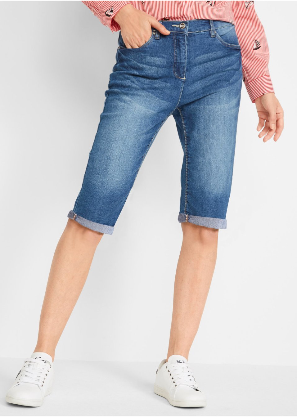 Bermuda en jean extensible à taille confortable