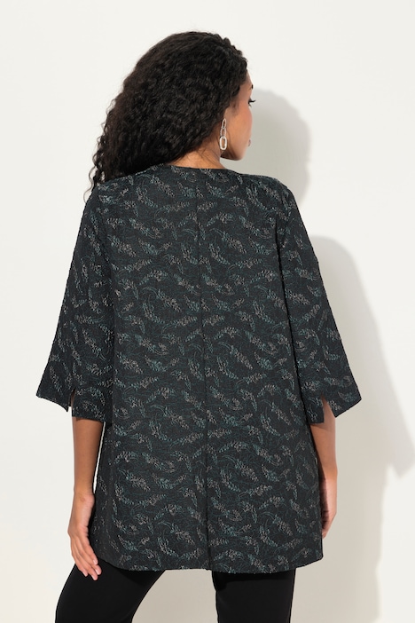 Jerseyjacke, grafisches Muster, V-Ausschnitt, 3/4-Arm