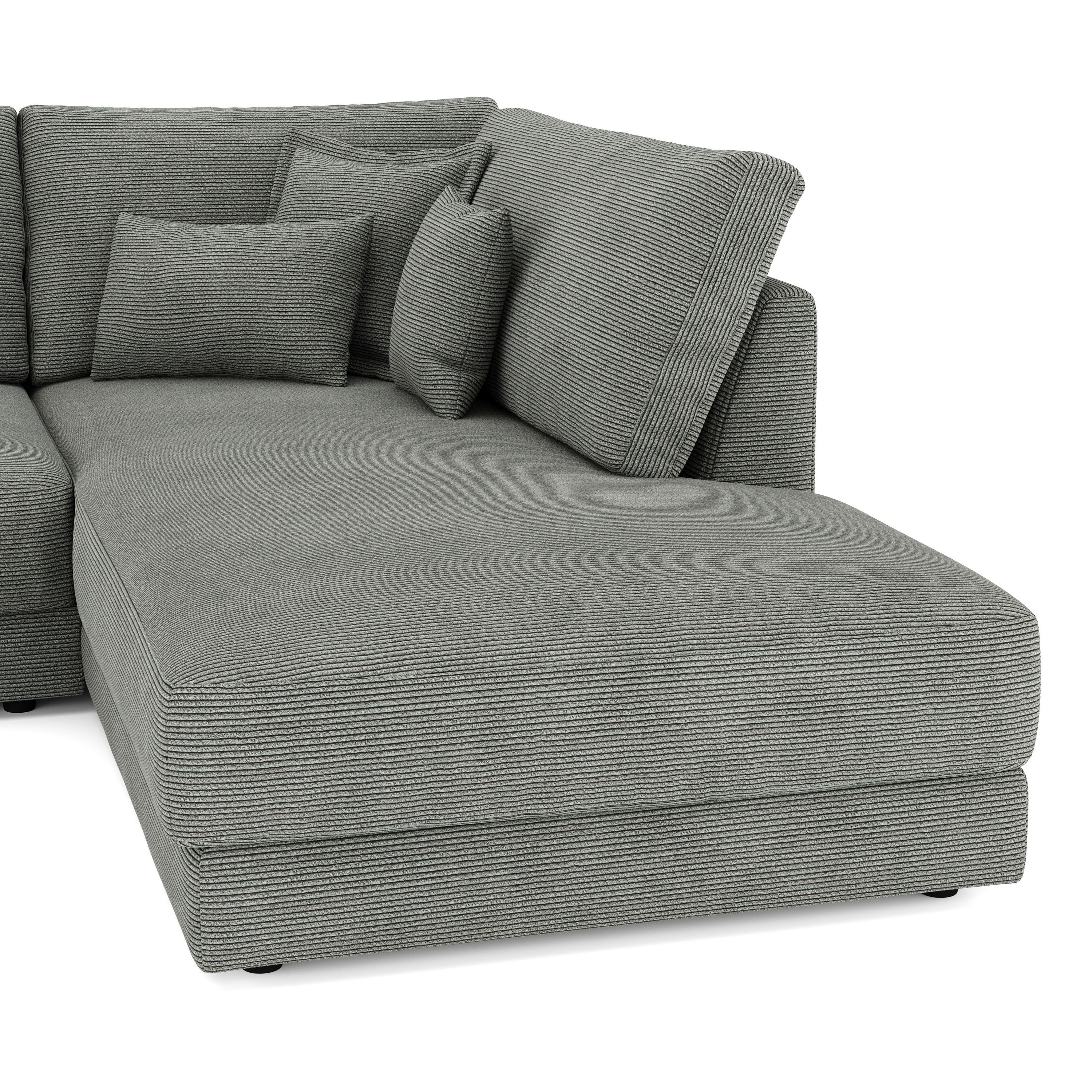 Ecksofa Cord TARJA rechts anthrazit